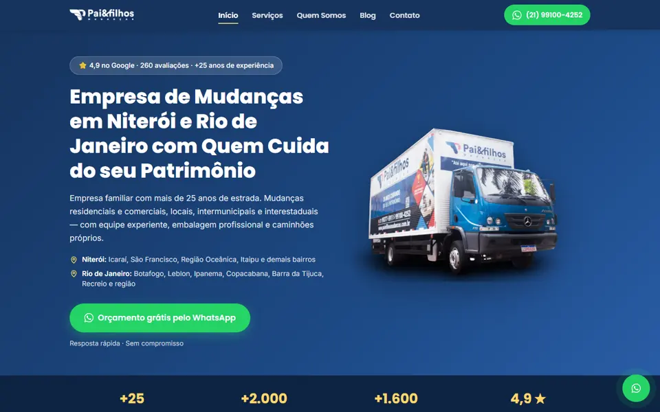 Site Pai & Filhos Mudanças